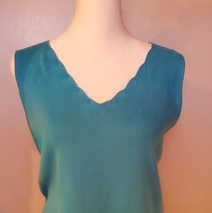 NWOT Aqua Shell Top w/Scalloped Edging Women's size 14 Never Been Worn